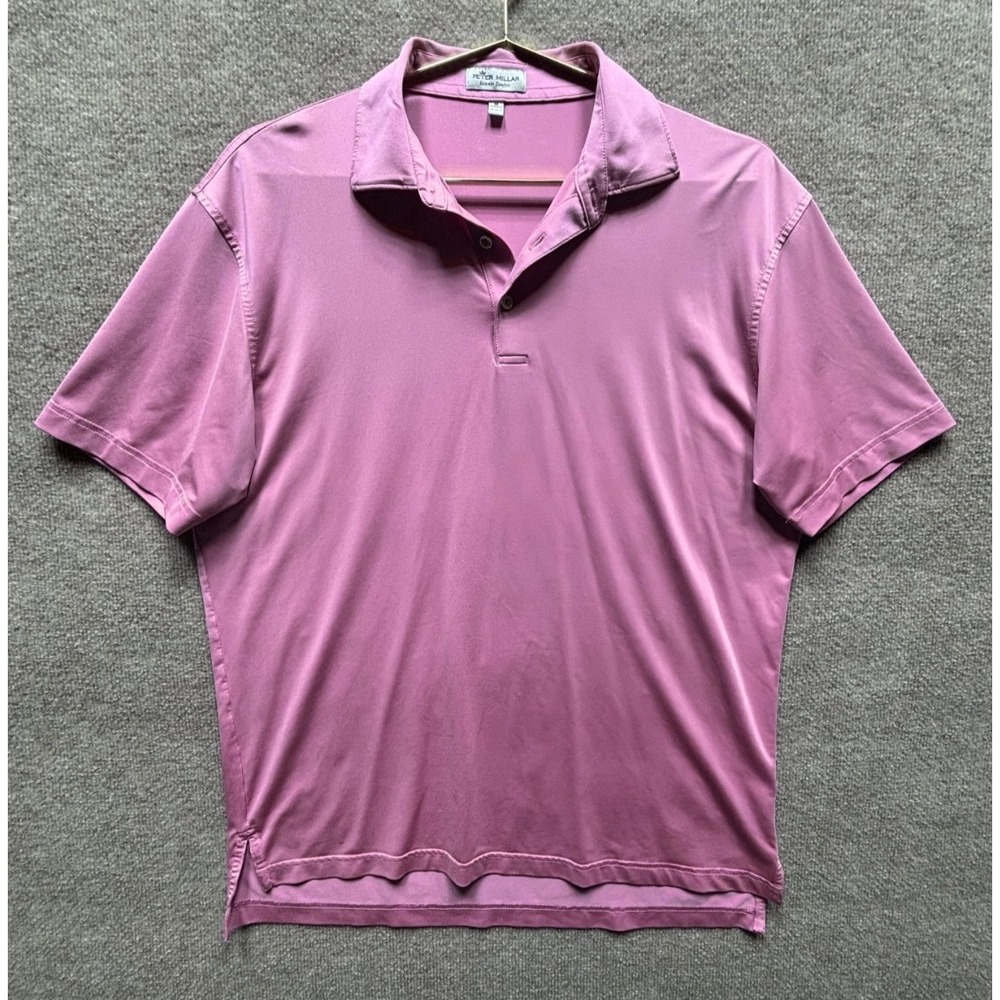 Peter Millar Shirt Men M Light Purple Summer Comfort Polo Golf Athleisure EUC